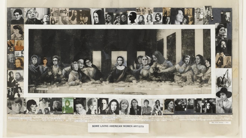 'Some living american women/Last supper' (1972) de Mary Beth Edelson expuesto en el MOMA Museum, NY.
