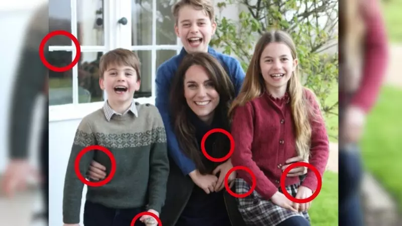 Kate Middleton y sus tres hijos en la foto familiar manipulada que ha difundido este domingo la Casa Real británica.
