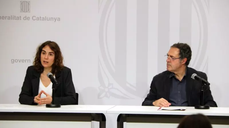 La consellera Ubasart i el secretari de Messures Penals, Amand Calderó, en roda de premsa