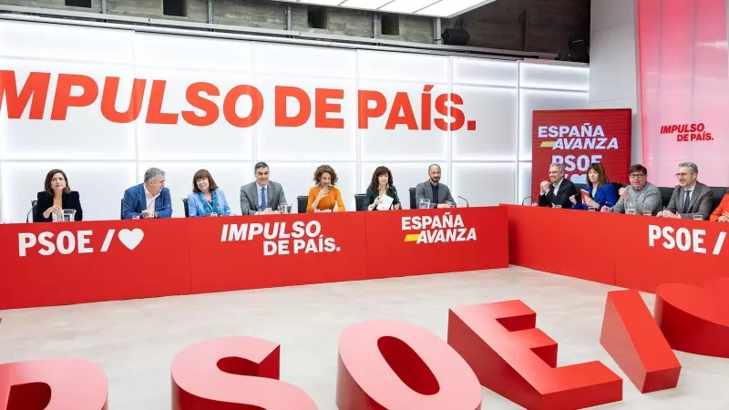 Imagen de la Ejecutiva Federal del PSOE celebrada en Ferraz este lunes.