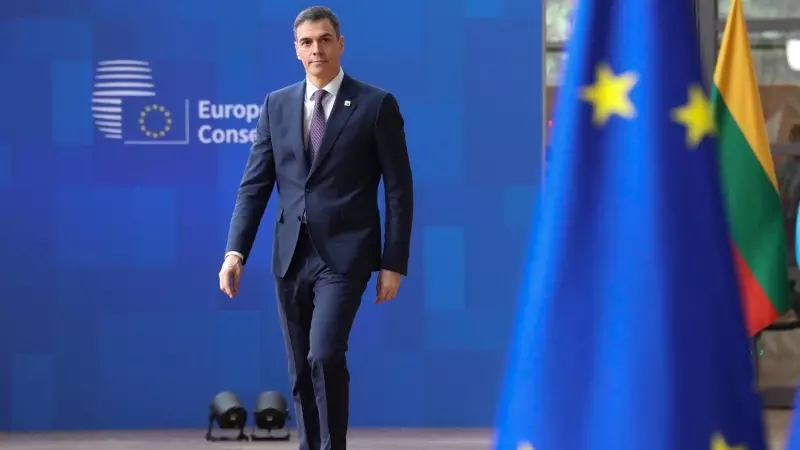 El presidente del Gobierno, Pedro Sánchez, a su llegada a Bruselas este jueves para participar en el Consejo Europeo.