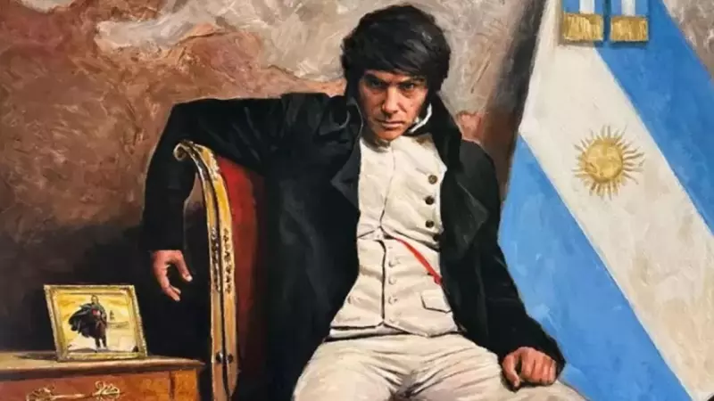 Lienzo en el que Javier Milei aparece retratado como el emperador francés Napoleón Bonaparte.