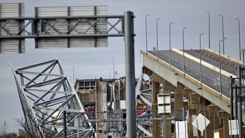 El puente de Baltimore tras el derrumbe, a 26 de marzo de 2024