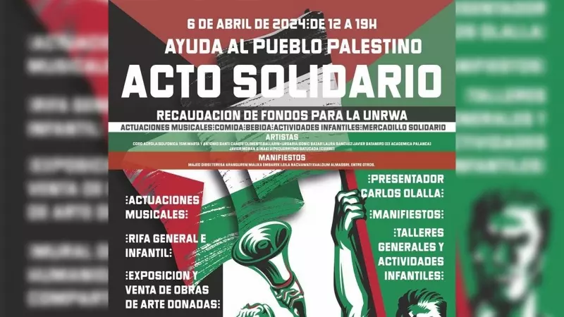 Cartel del evento de la urbanización Rosa Luxemburgo de Aravaca (Madrid) en apoyo al pueblo palestino