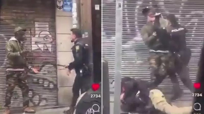 Imágenes de la paliza que dos policías le propinaron a dos jóvenes negros en el barrio de Lavapiés (Madrid).