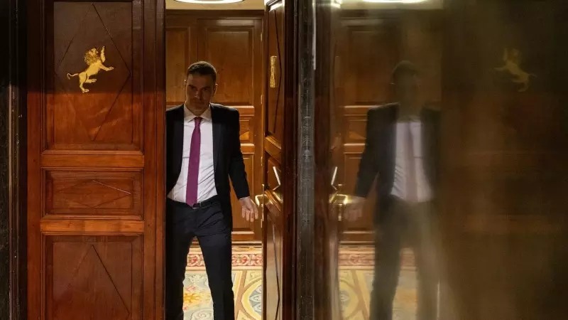 El presidente del Gobierno, Pedro Sánchez, sale de una sesión plenaria, en el Congreso de los Diputados, a 10 de abril de 2024, en Madrid