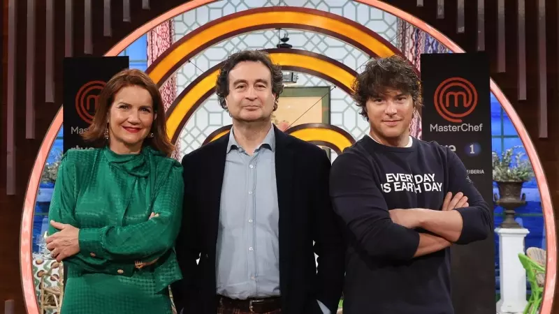 Los presentadores de 'MasterChef' posan en la presentación de la undécima edición del programa, a 21 de marzo de 2023.