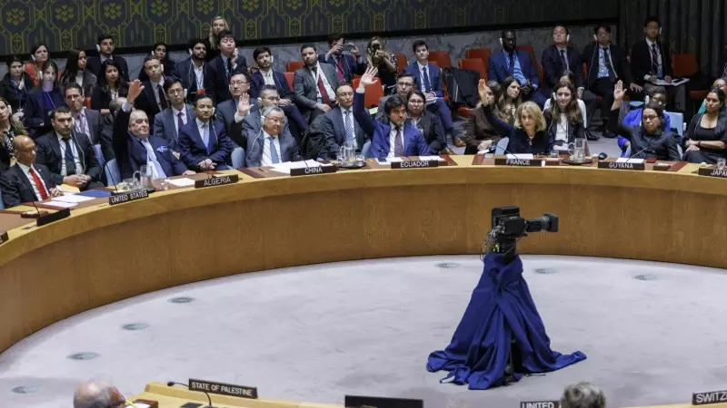 Miembros del Consejo de Seguridad de la ONU votan sobre la admisión de Palestina como Estado miembro de pleno derecho, en Nueva York, a 18 de abril de 2024.