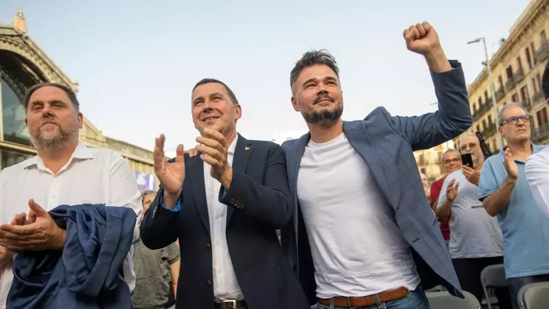 22/4/24 De izquierda a derecha, Oriol Junqueras, Arnaldo Otegi, Gabriel Rufián y Pere Aragonés, en una imagen de archivo