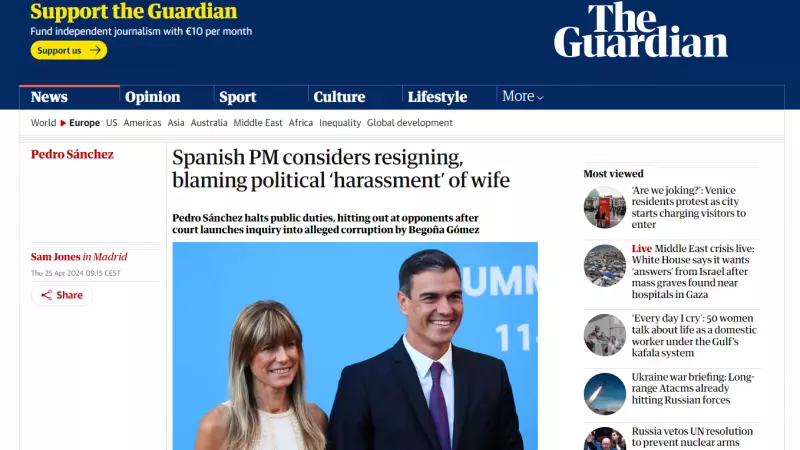 25/04/2024 Publicación de'The Guardian' sobre la carta de Pedro Sánchez este miércoles.