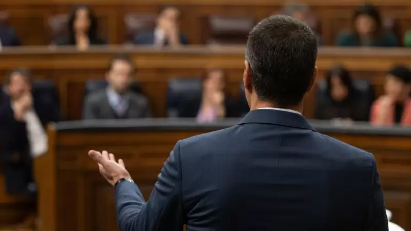 El presidente del Gobierno, Pedro Sánchez, interviene en el Congreso de los Diputados, a 13 de marzo de 2024.