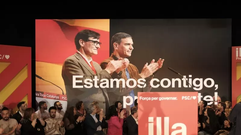 Imagen de un acto de campaña electoral del PSC en apoyo al presidente del Gobierno, Pedro Sánchez, a 26 de abril de 2024.