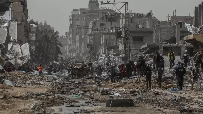 Zona de Gaza destruida tras los bombardeos de Israel, a 18 de abril de 2024
