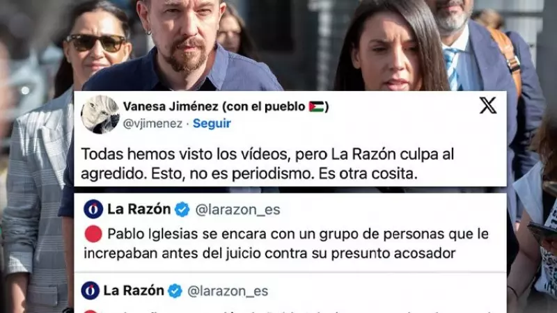 'Esto no es periodismo, es otra cosita': críticas al titular de 'La Razón' sobre las amenazas e insultos a Iglesias y Montero