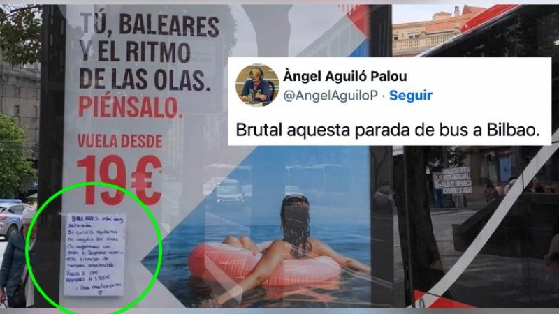 'Si queréis ayudarnos no vengáis': el ruego de una mallorquina sobre el turismo masivo en una parada de bus de Bilbao