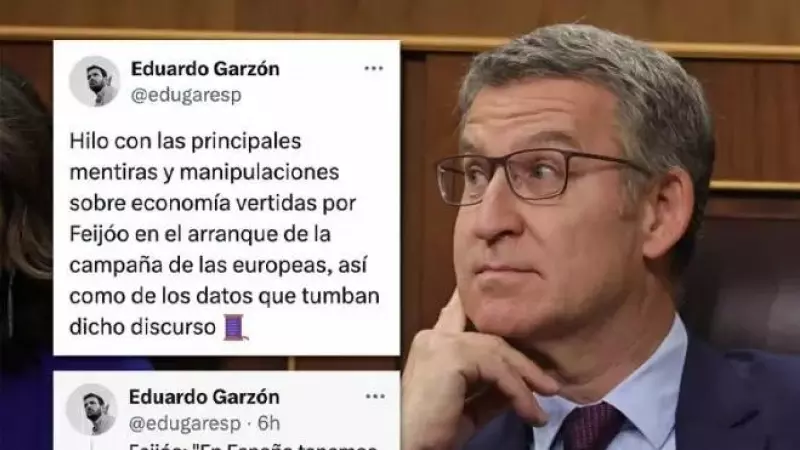 Las principales mentiras y manipulaciones de Feijóo en campaña sobre la economía, en un hilo de Eduardo Garzón