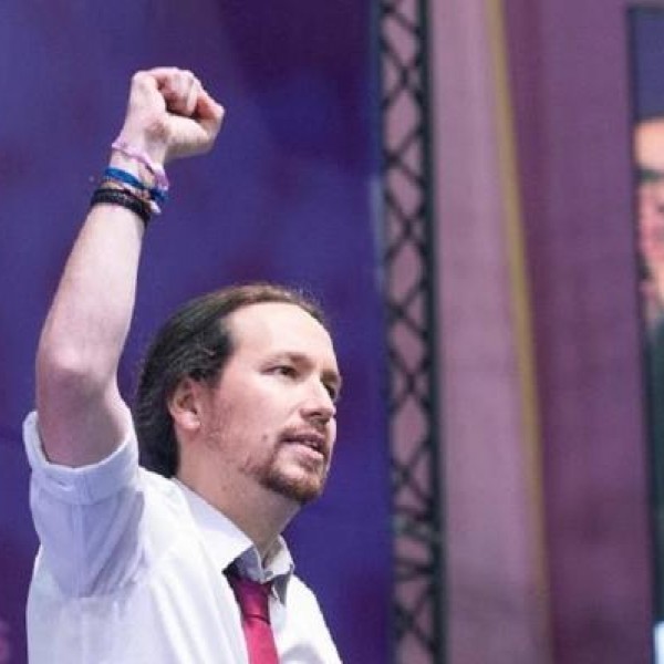 Pablo Iglesias, tras ser elegido como secretario general de Podemos en Vistalegre II.  MANOLO FINISH / CTXT