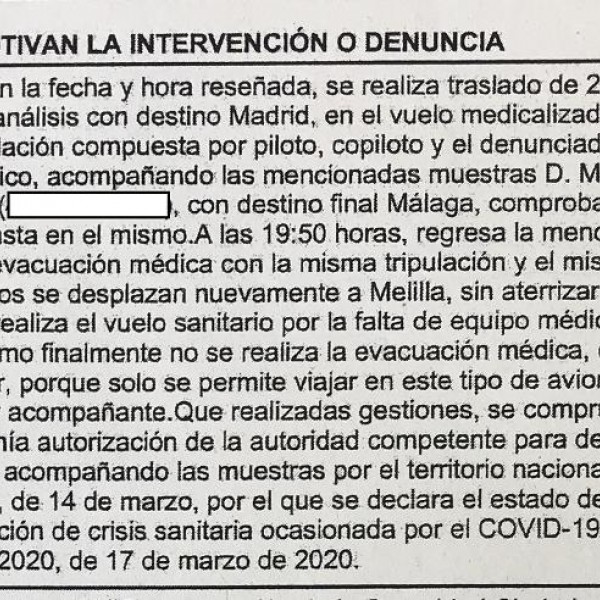 Imagen de la denuncia de la Guardia Civil contra Mustafa Aberchán.