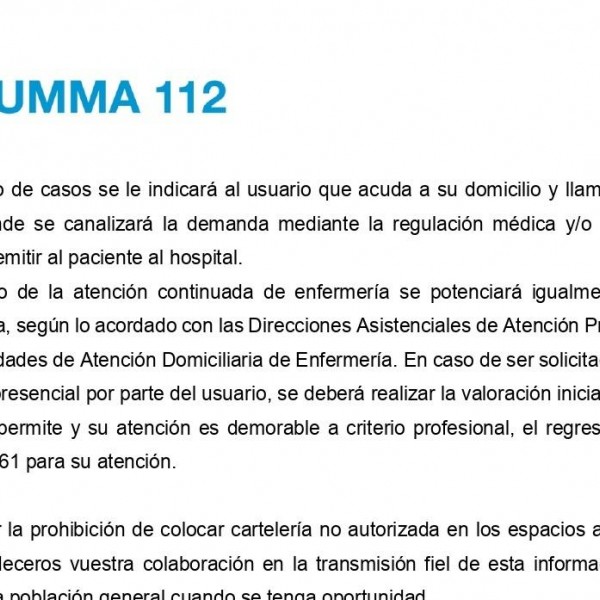 Nota Interior del Summa 112./ Público