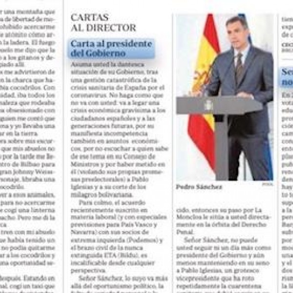 La carta del alto funcionario de la UE, Cecilio Madero Villarejo, en el diario ABC.