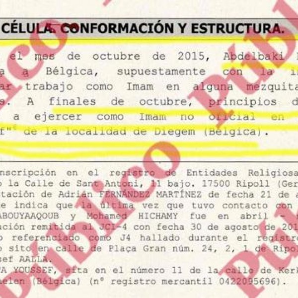 Folio 11.420 del sumario de la causa de los atentados cometidos en Barcelona el 17-A.