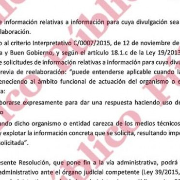 Conclusió de la inadmissió de la sol·licitud d'informació sobre nuclis ultres en l'Exèrcit.