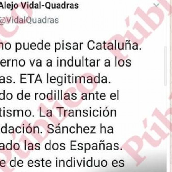 Tuit de Vidal-Quadras: 'Hay que librarse de Sánchez'.