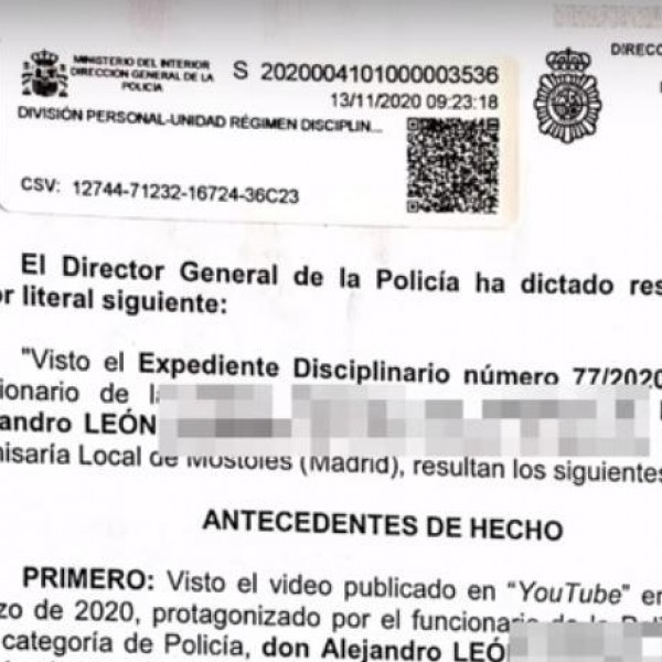 Expediente sancionador contra el policía de Vox.