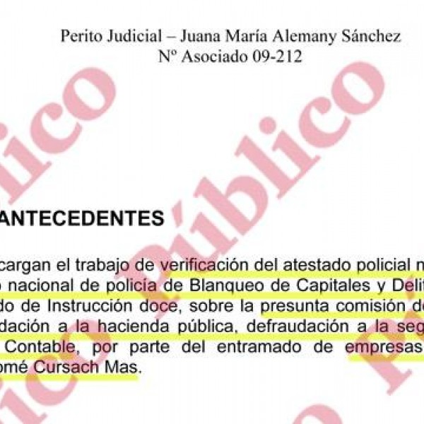 Página 2 del peritaje judicial sobre las cuentas del Grupo Cursach.