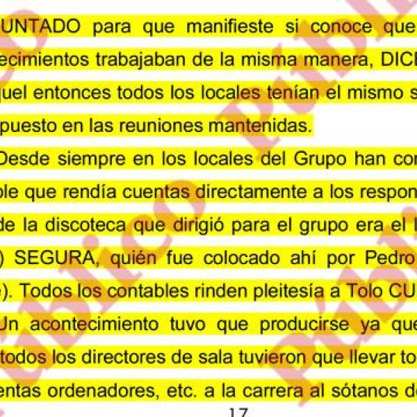 Página 17 del testimonio del director de salas del Grupo Cursach sobre la Caja B.