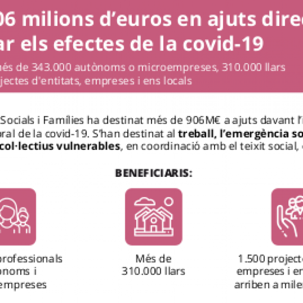 Infografía - Més de 906 milions d’euros en ajuts directes per pal·liar els efectes de la covid-19