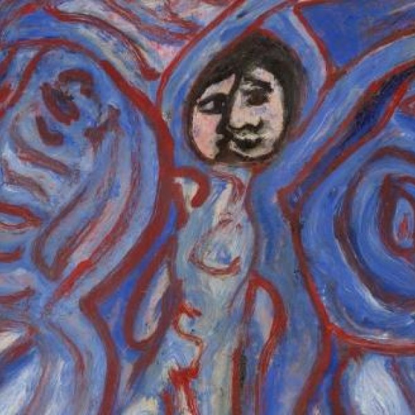 Obra de Miguel Hernández. Sin título. Composición en Azul. 1948. - Cedida por la Collection de l'Art Brut, Lausanne