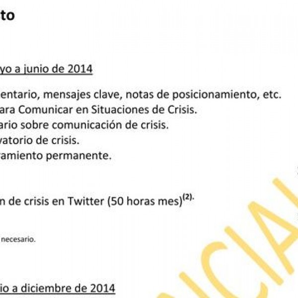 Presupuesto de Triada Comunicación y Relaciones Públicas, SL, para la gestión de la crisis de El Yunque. – WL