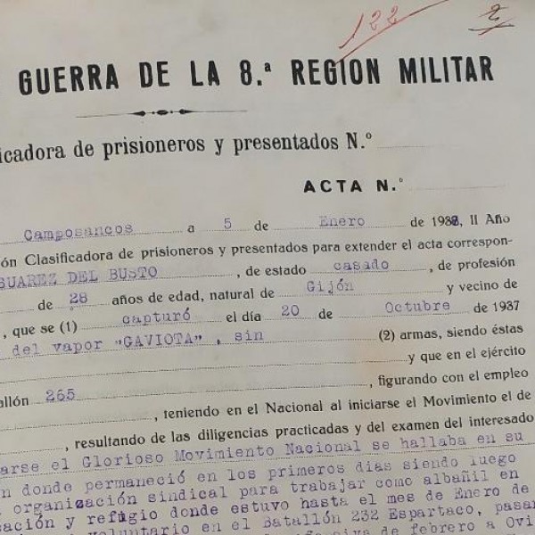 Nota de guerra del encarcelamiento de Abelardo Suárez.