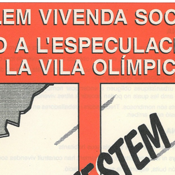 Cartell de la manifestació de 1990 contra el model projectat per la Vila Olímpica.