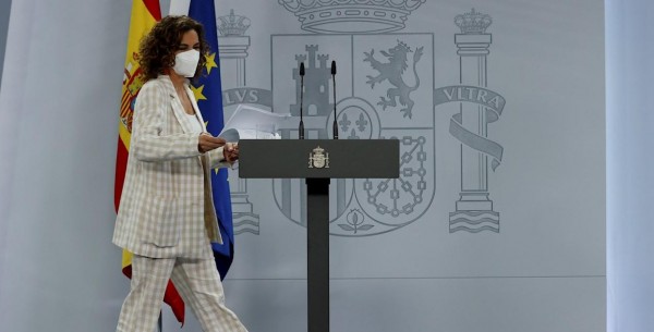 La portavoz del Gobierno y ministra de Hacienda, María Jesús Montero, antes de la rueda de prensa tras la reunión entre el presidente del Gobierno, Pedro Sánchez, y el presidente de la Junta de Andalucía, Juanma Moreno, del pasado día 17.