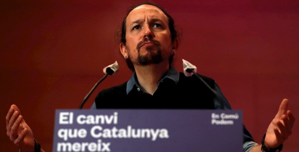 Pablo Iglesias, en el acto central de campaña de En Comú Podem para el 14F.