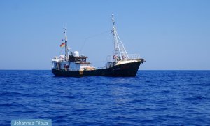 El barco Eleanore, de la ONG alemana Mission Lifeline, en el Mediterráneo.- MISSION LIFELINE