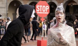 Performance en Ávila con motivo del Día Internacional de la Eliminación de la Violencia contra la Mujer./ Raúl Sanchidrián (EFE)