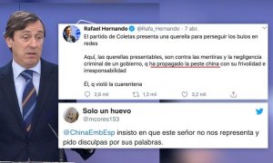 Tuiteros pidiendo perdón por las palabras xenófobas de cargos públicos: Rafa Hernando habla de "la peste china"