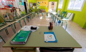 11/05/2020 Un aula vacia de un colegio de Villanueva del Río Segura, Murcia. EFE/Marcial Guillén