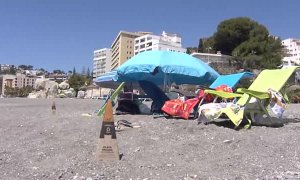 Conos de cartón reutilizables para que cada bañista defina su parcela de playa