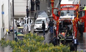 Escena del ataque en París, frente a la antigua sede del Charlie Hebdo. EFE.