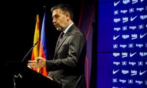 26/10/2020.- El presidente del FC Barcelona, Josep Maria Bartomeu, durante una rueda de prensa.