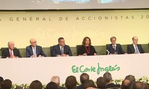 Vista del consejo de administración de El Corte Inglés, en la última junta de accionistas del grupo de grandes almacenes (Carlos Martínez Echevarría es el tercero por la izquierda). E.P.