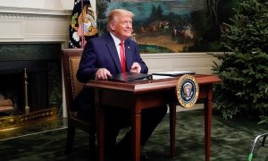 Donald Trump durante su discurso de Acción de Gracias.