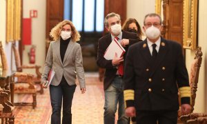 La presidenta del Congreso de los Diputados, Meritxell Batet, a su llegada a la reunión convocada con los componentes de la Mesa del Congreso de los Diputados, en Madrid, (España), a 13 de enero de 2020. La jornada de hoy además estará marcada por la reun