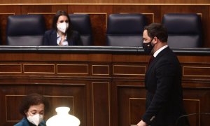 16/12/2020. El presidente de Vox, Santiago Abascal, durante una sesión de control al Gobierno. E. Parra. POOL / Europa Press