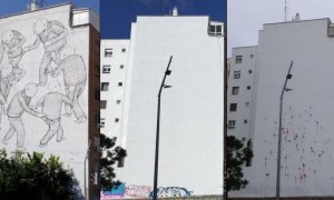 El mural del artista urbano fue borrado por los vecinos y ha aparecido con disparos de armas de 'paintball'.