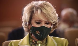 La expresidenta de la Comunidad de Madrid Esperanza Aguirre, durante la ceremonia de entrega del premio Sociedad Civil de parte del patronato de la Fundación Civismo, en Madrid (España), a 9 de marzo de 2021.. Imagen de archivo.